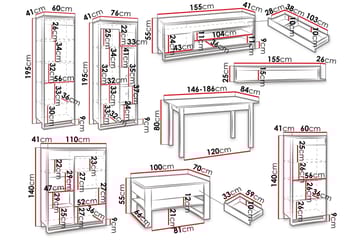 Dorana Möbelset För Vardagsrum - Beige - Förvaring - Förvaringsmöbler - Möbelset för vardagsrum