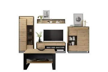 Dorana Möbelset För Vardagsrum - Brun/Svart - Förvaring - Förvaringsmöbler - Möbelset för vardagsrum