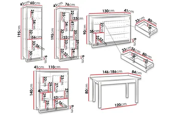 Dorana Möbelset För Vardagsrum - Brun/Svart - Förvaring - Förvaringsmöbler - Möbelset för vardagsrum