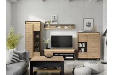 Dorana Möbelset För Vardagsrum - Brun/Svart - Förvaring - Förvaringsmöbler - Möbelset för vardagsrum