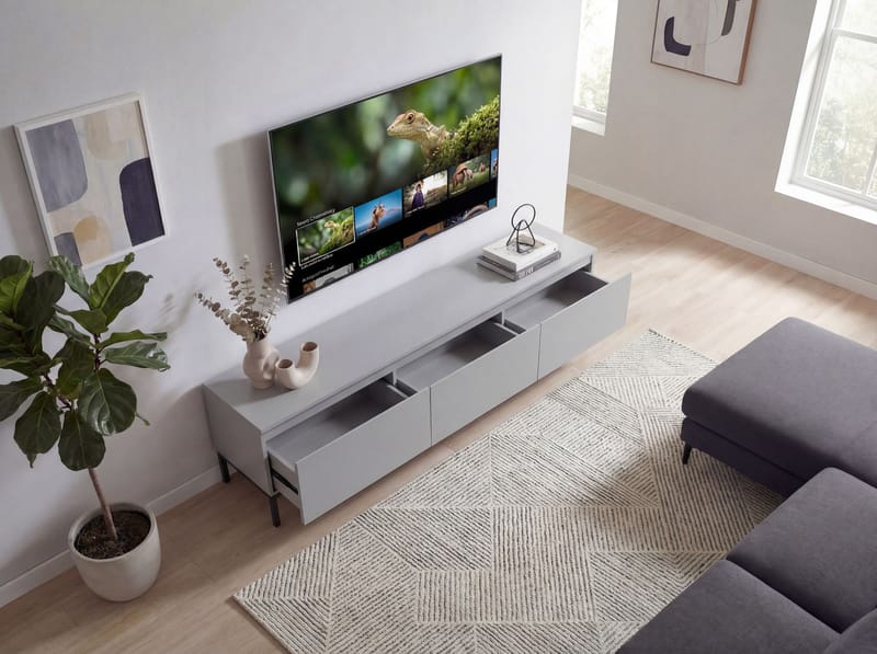 Dorvik TV-bänk 150 cm med 3 lådor - ljusgrått och svart - Förvaring - Förvaringsmöbler - Sideboard & skänk