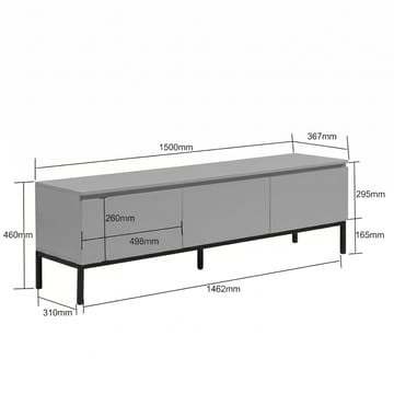 Dorvik TV-bänk 150 cm med 3 lådor - ljusgrått och svart - Förvaring - Förvaringsmöbler - Sideboard & skänk