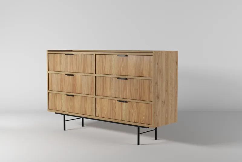 Dravo Byrå 150 cm, Naturlig hickory