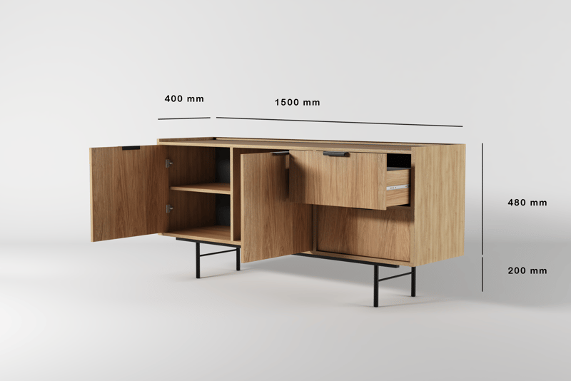 Dravo Skänk 68x150 cm - Naturlig hickory - Förvaring - Förvaringsmöbler - Sideboard & skänk