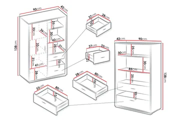 Drifts Möbelset För Vardagsrum - Grå - Förvaring - Förvaringsmöbler - Möbelset för vardagsrum