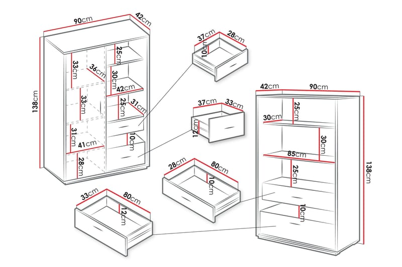 Drifts Möbelset För Vardagsrum - Grå - Förvaring - Förvaringsmöbler - Möbelset för vardagsrum