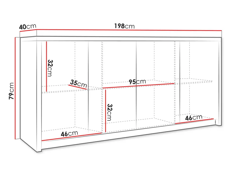 Driva Skänk 198 cm - Brun - Förvaring - Förvaringsmöbler - Sideboard & skänk