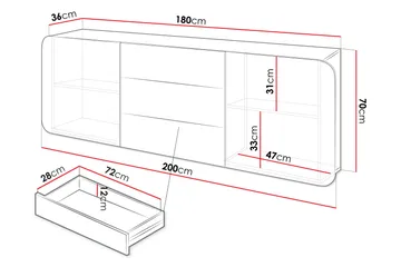 Duartina Skänk 200x36 cm - Beige - Förvaring - Förvaringsmöbler - Sideboard & skänk
