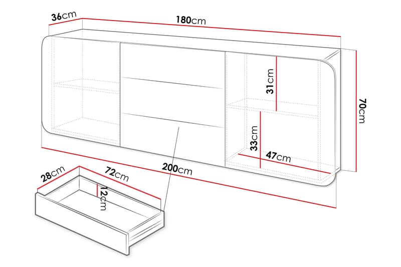 Duartina Skänk 200x36 cm - Beige - Förvaring - Förvaringsmöbler - Sideboard & skänk