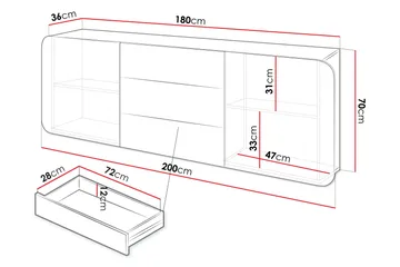 Duartina Skänk 200x36 cm - Beige - Förvaring - Förvaringsmöbler - Sideboard & skänk