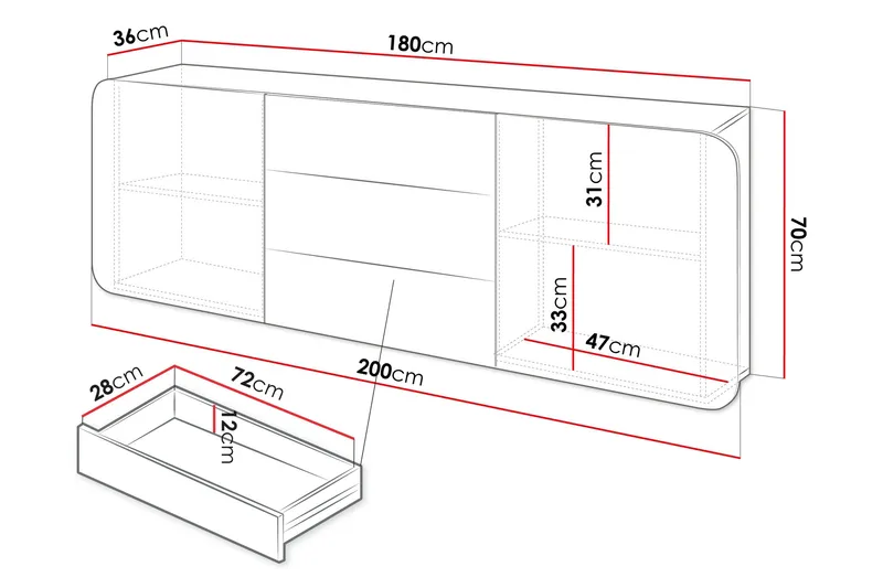 Duartina Skänk 200x36 cm - Beige - Förvaring - Förvaringsmöbler - Sideboard & skänk