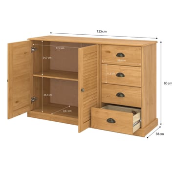 Edith Skänk 125x80 cm i Furu - Brun - Förvaring - Förvaringsmöbler - Sideboard & skänk