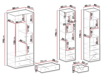 Elvaren Möbelset Garderob och Bokhylla - Förvaring - Förvaringsmöbler - Möbelset för vardagsrum