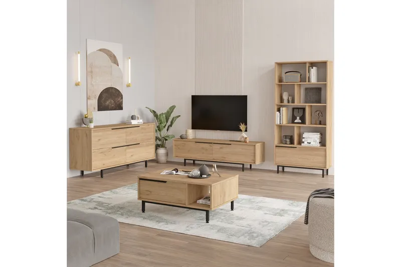 Erhan Möbelset För Vardagsrum - Ek - Förvaring - Förvaringsmöbler - Möbelset för vardagsrum