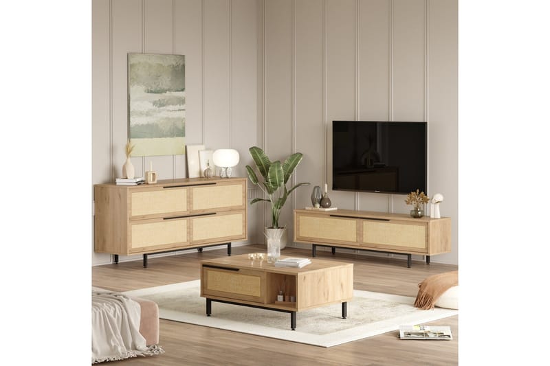 Erhan Möbelset För Vardagsrum - Ek - Förvaring - Förvaringsmöbler - Möbelset för vardagsrum
