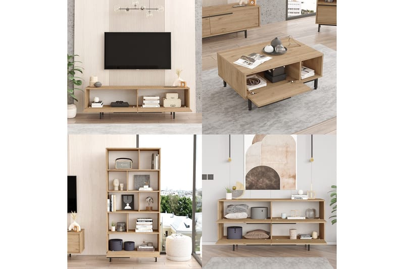 Erhan Möbelset För Vardagsrum - Ek - Förvaring - Förvaringsmöbler - Möbelset för vardagsrum