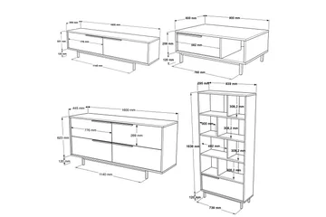 Erhan Möbelset För Vardagsrum - Ek - Förvaring - Förvaringsmöbler - Möbelset för vardagsrum