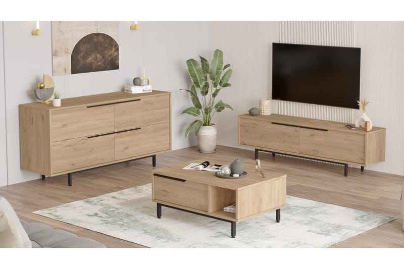 Erhan Möbelset För Vardagsrum - Ek - Förvaring - Förvaringsmöbler - Möbelset för vardagsrum
