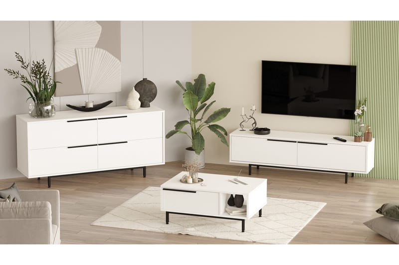 Erhan Möbelset För Vardagsrum - Vit - Förvaring - Förvaringsmöbler - Möbelset för vardagsrum