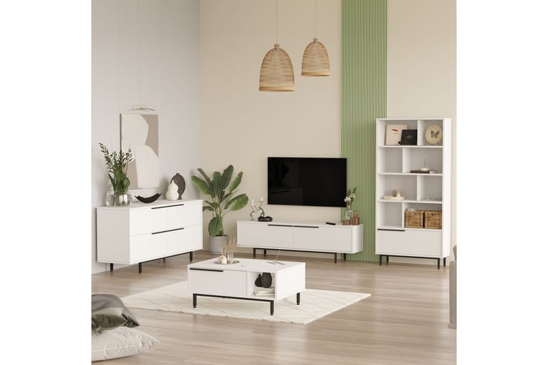 Erhan Möbelset För Vardagsrum - Vit - Förvaring - Förvaringsmöbler - Möbelset för vardagsrum