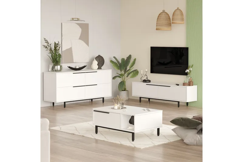 Erhan Möbelset För Vardagsrum - Vit - Förvaring - Förvaringsmöbler - Möbelset för vardagsrum