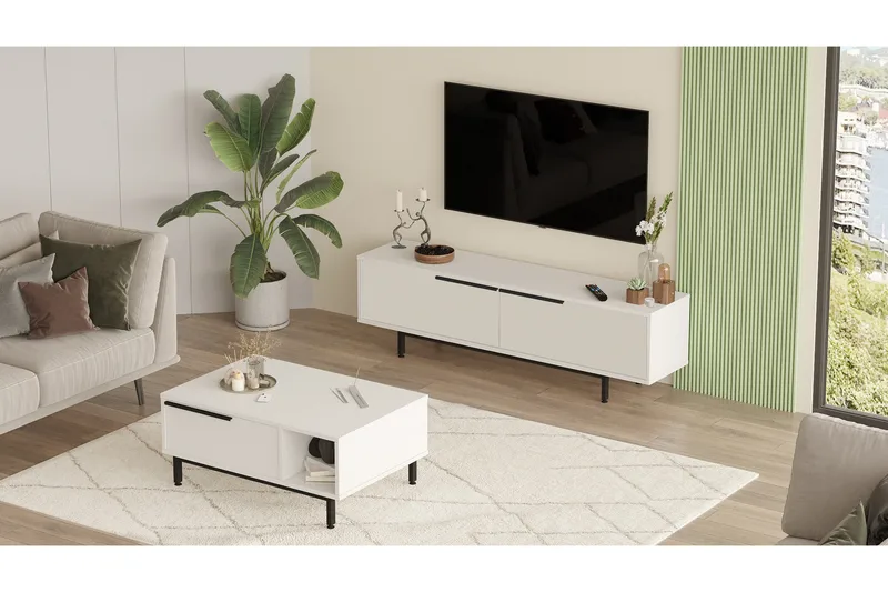 Erhan Möbelset För Vardagsrum - Vit - Förvaring - Förvaringsmöbler - Möbelset för vardagsrum