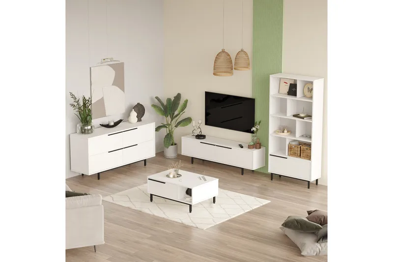Erhan Möbelset För Vardagsrum - Vit - Förvaring - Förvaringsmöbler - Möbelset för vardagsrum