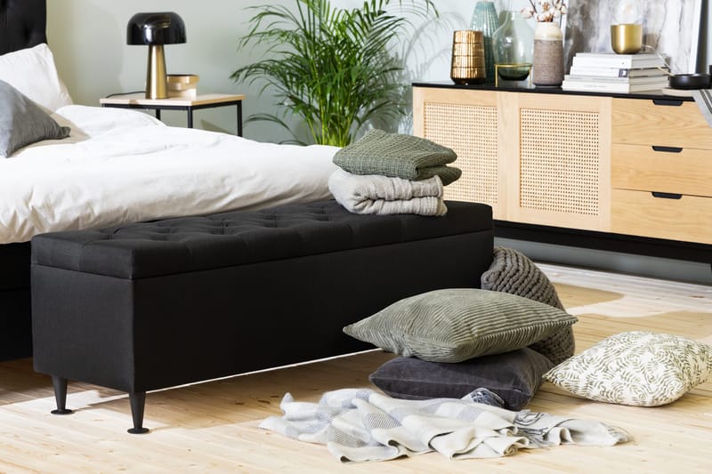 Ella Sängkista 140 cm Rutig - Svart - Förvaring - Förvaringsmöbler - Förvaringskista & sängkista