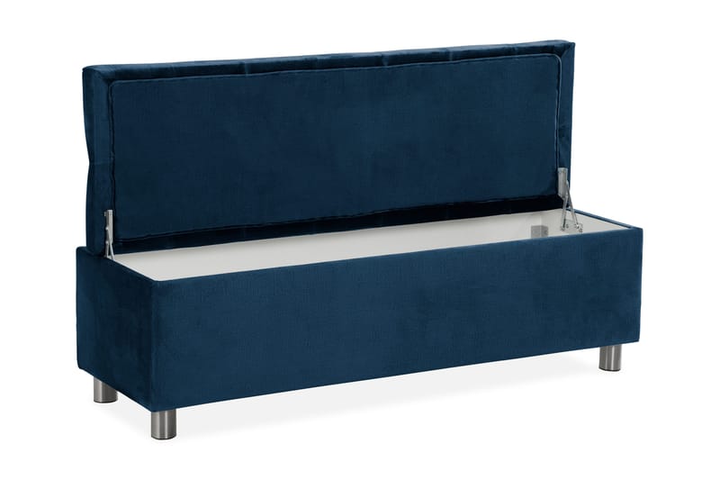 Ella Sängkista 140cm Djuphäftad - Blå/Sammet - Förvaring - Förvaringsmöbler - Förvaringskista & sängkista