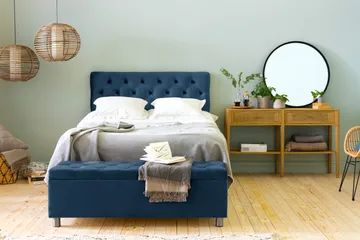 Ella Sängkista 140cm Djuphäftad - Blå/Sammet - Förvaring - Förvaringsmöbler - Förvaringskista & sängkista