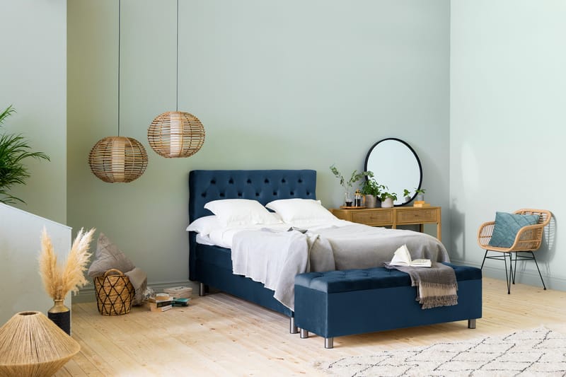 Ella Sängkista 140cm Djuphäftad - Blå/Sammet - Förvaring - Förvaringsmöbler - Förvaringskista & sängkista