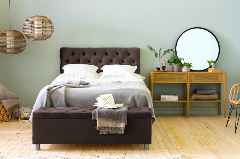 Ella Sängkista 140cm Djuphäftad - Brun/Sammet - Förvaring - Förvaringsmöbler - Förvaringskista & sängkista