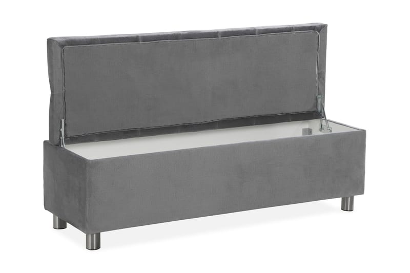 Ella Sängkista 140cm Djuphäftad - Grå/Sammet - Förvaring - Förvaringsmöbler - Förvaringskista & sängkista
