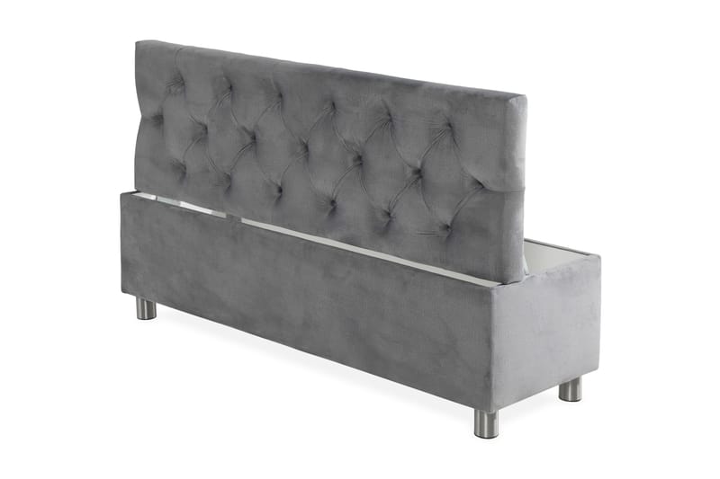 Ella Sängkista 140cm Djuphäftad - Grå/Sammet - Förvaring - Förvaringsmöbler - Förvaringskista & sängkista