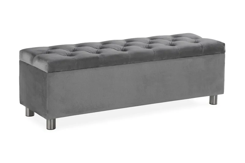 Ella Sängkista 140cm Djuphäftad, Grå/Sammet