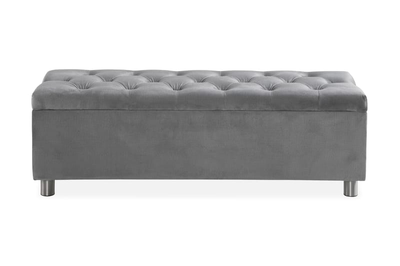 Ella Sängkista 140cm Djuphäftad - Grå/Sammet - Förvaring - Förvaringsmöbler - Förvaringskista & sängkista