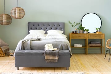 Ella Sängkista 140cm Djuphäftad - Grå/Sammet - Förvaring - Förvaringsmöbler - Förvaringskista & sängkista