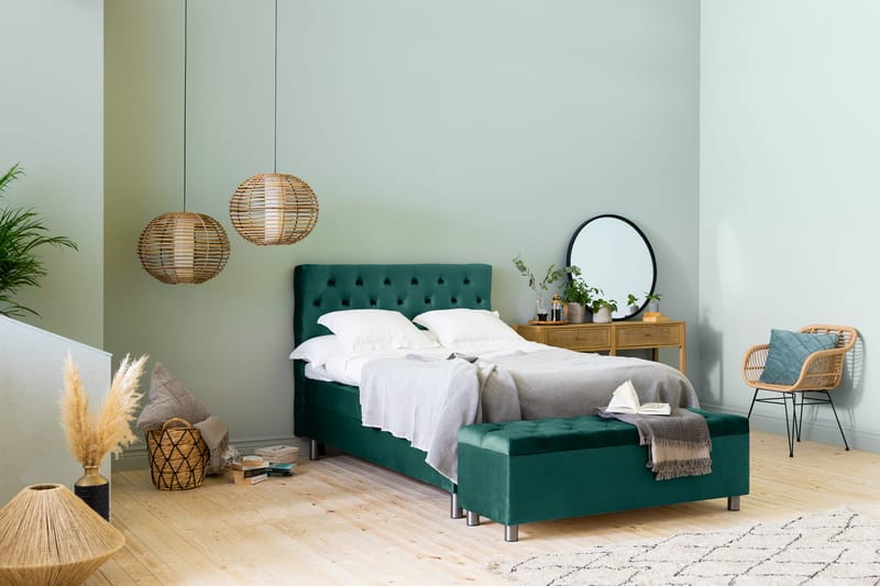 Ella Sängkista 140cm Djuphäftad - Grön/Sammet - Förvaring - Förvaringsmöbler - Förvaringskista & sängkista