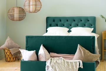 Ella Sängkista 140cm Djuphäftad - Grön/Sammet - Förvaring - Förvaringsmöbler - Förvaringskista & sängkista