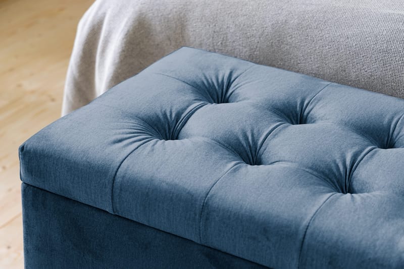 Ella Sängkista 140cm Rutig - Blå/Sammet - Förvaring - Förvaringsmöbler - Förvaringskista & sängkista