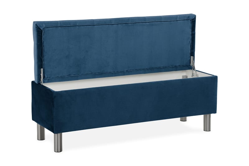 Ella Sängkista 140cm Rutig - Blå/Sammet - Förvaring - Förvaringsmöbler - Förvaringskista & sängkista