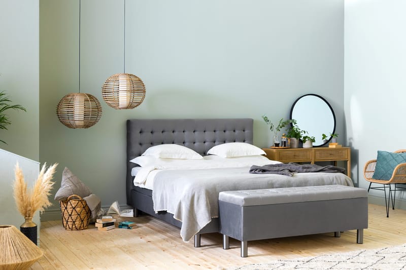 Ella Sängkista 140cm Rutig - Grå/Sammet - Förvaring - Förvaringsmöbler - Förvaringskista & sängkista