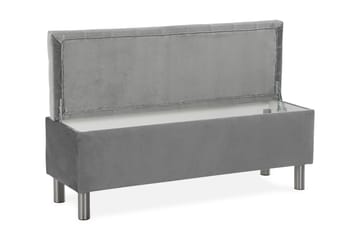 Ella Sängkista 140cm Rutig - Grå/Sammet - Förvaring - Förvaringsmöbler - Förvaringskista & sängkista