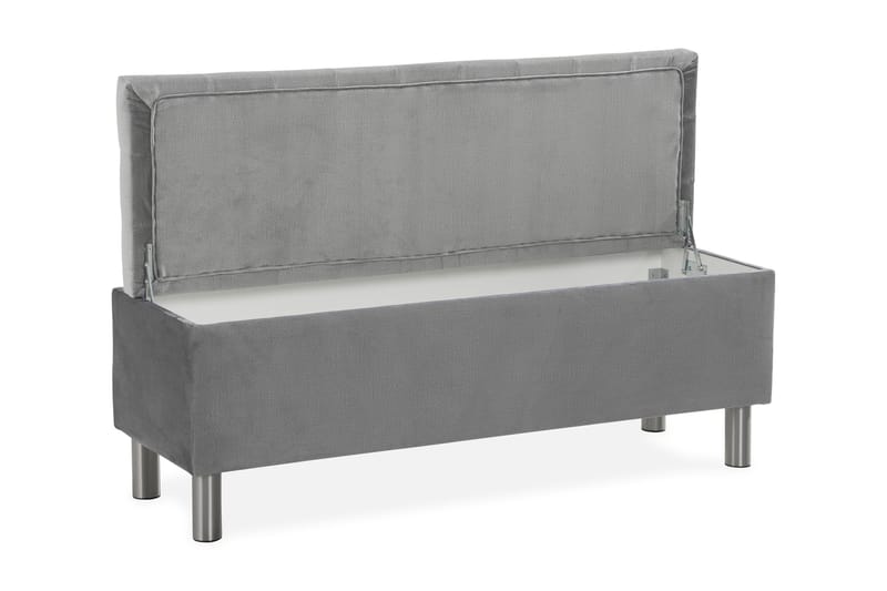 Ella Sängkista 140cm Rutig - Grå/Sammet - Förvaring - Förvaringsmöbler - Förvaringskista & sängkista