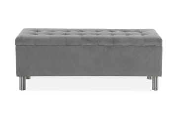 Ella Sängkista 140cm Rutig - Grå/Sammet - Förvaring - Förvaringsmöbler - Förvaringskista & sängkista