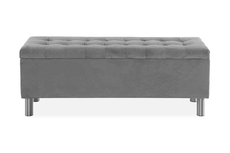 Ella Sängkista 140cm Rutig - Grå/Sammet - Förvaring - Förvaringsmöbler - Förvaringskista & sängkista