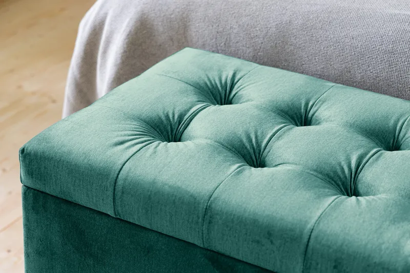 Ella Sängkista 140cm Rutig - Grön/Sammet - Förvaring - Förvaringsmöbler - Förvaringskista & sängkista