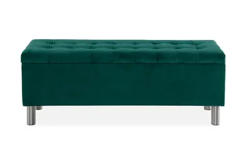 Ella Sängkista 140cm Rutig - Grön/Sammet - Förvaring - Förvaringsmöbler - Förvaringskista & sängkista
