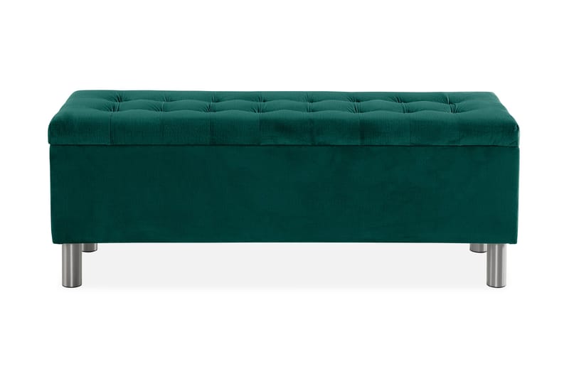 Ella Sängkista 140cm Rutig - Grön/Sammet - Förvaring - Förvaringsmöbler - Förvaringskista & sängkista