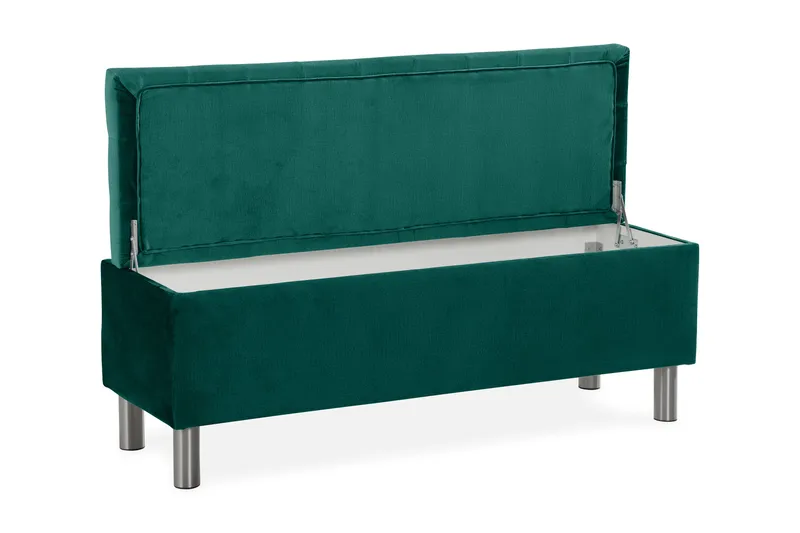 Ella Sängkista 140cm Rutig - Grön/Sammet - Förvaring - Förvaringsmöbler - Förvaringskista & sängkista